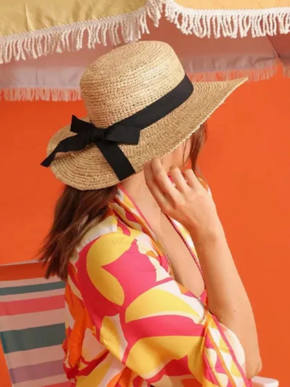 Morgan & Taylor Mya Black Bow Boater Hat